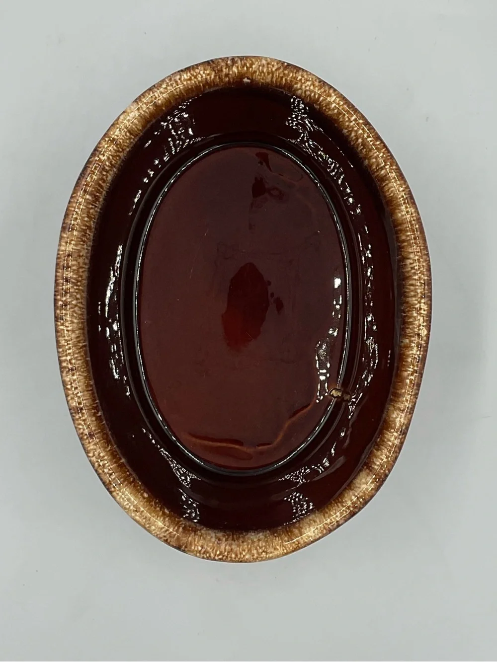 Vintage Hull Brown Drip House & Garden Mirror Brown Oval Glazed 2qt Baking Dish